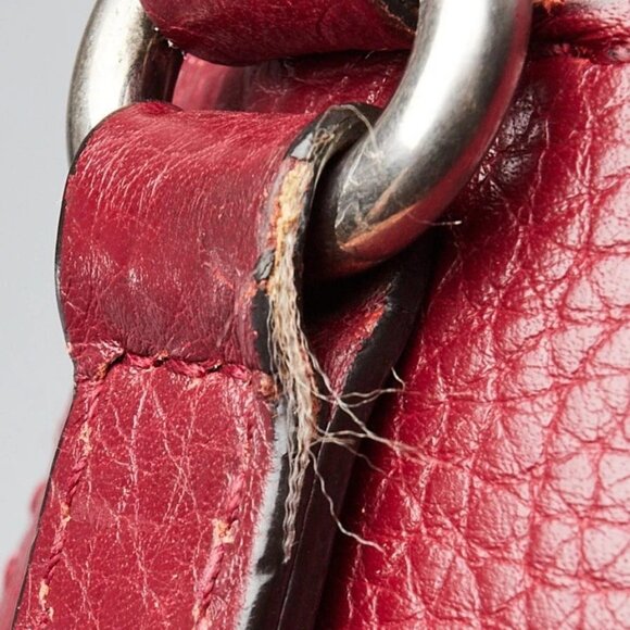 Gucci Burgundy Pebbled Leather Soho Disco Studded Shoulder Bag - Picture 6 of 12